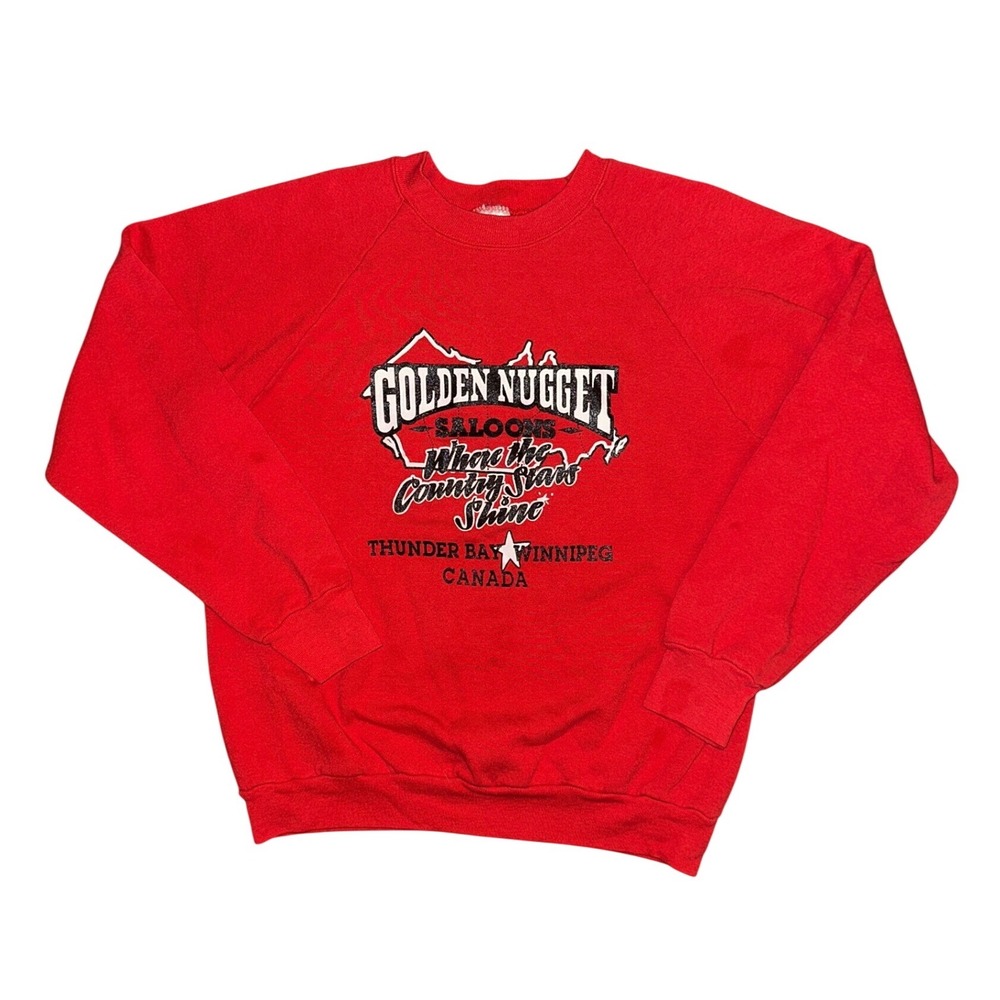 Vintage Fruit of the Loom Golden Nugget Saloon Red Sweatshirt Canada Mens Large